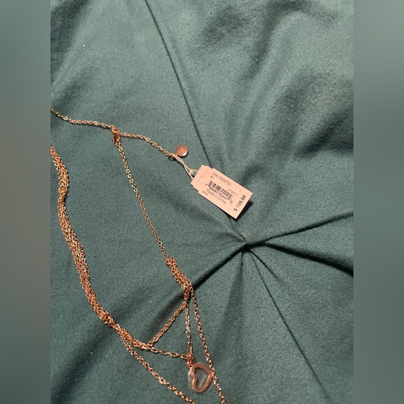 NEW NIB MICHAEL KORS 3 LAYER ROSE GOLD NECKLACE MK HEART BOXED JEWELRY - Picture 10 of 11